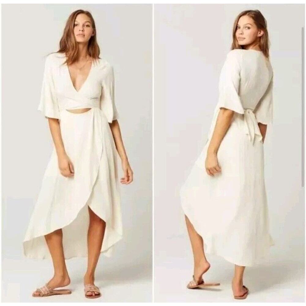 NWT L*space Kellen Dress Womens Size Large Wrap Tie Front Maxi Dress Boho